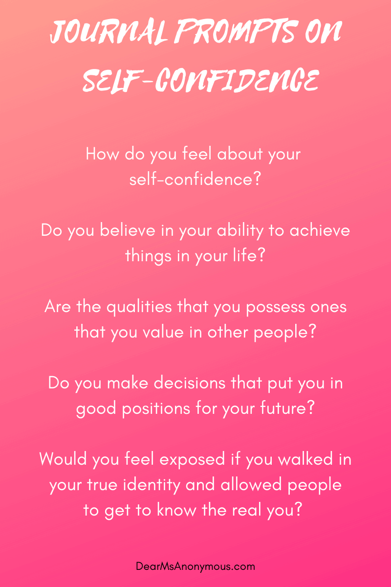Journal prompts on self-confidence to help you through unmasking your identity and walking in confidence